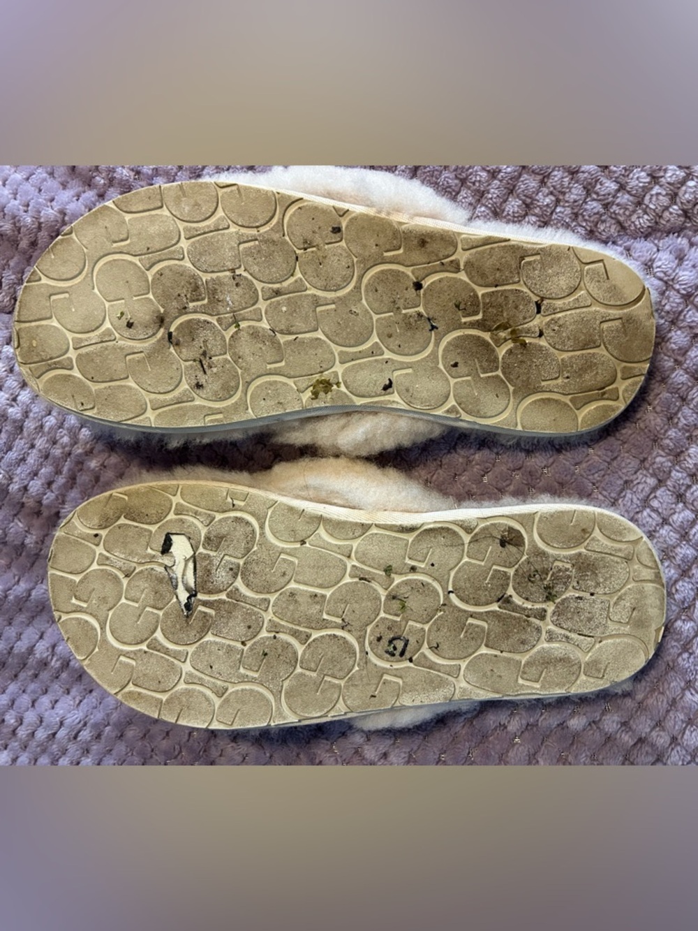 Cozy UGG Ivory Fluff Flip Flop Sandals women size 8 - Picture 10 of 10